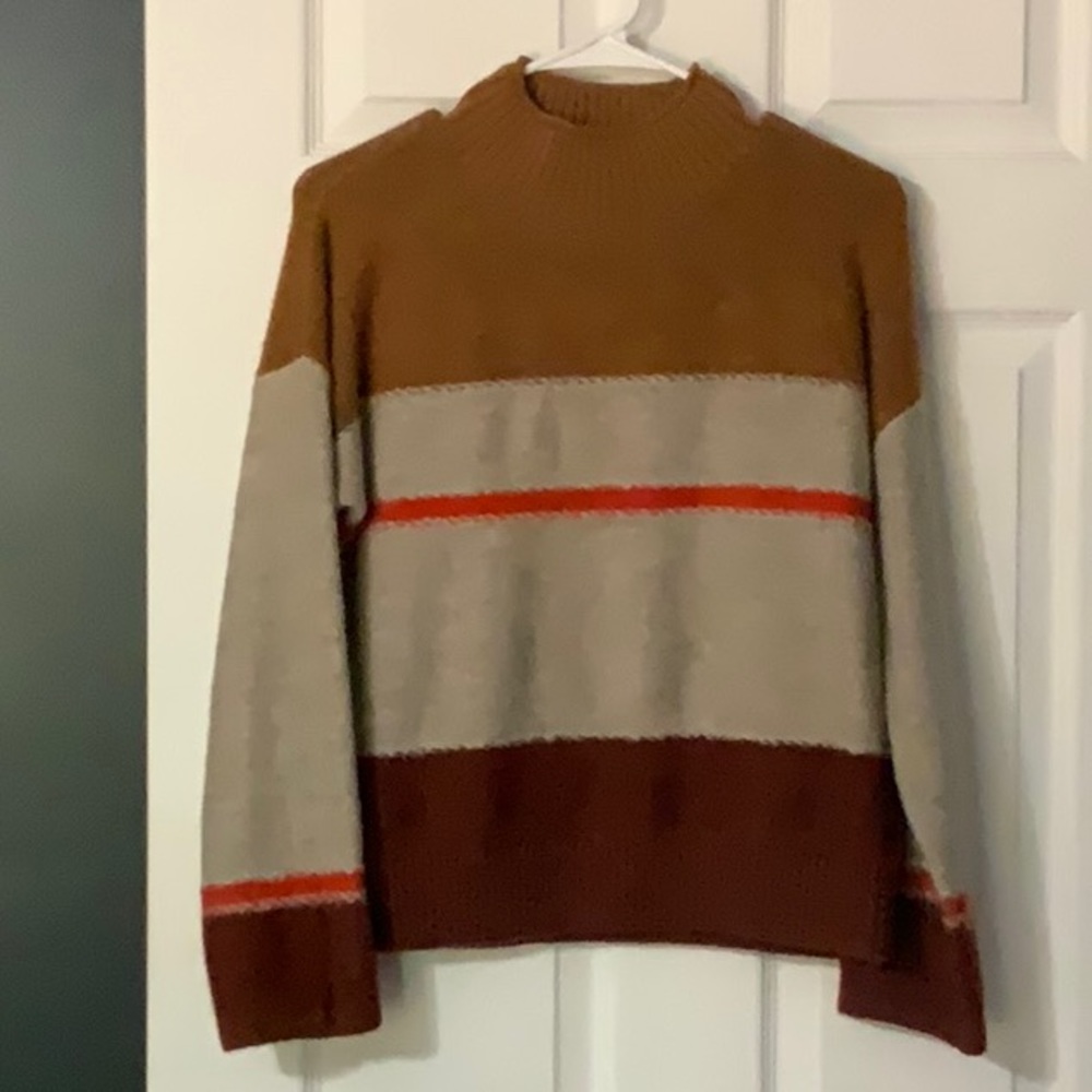 Universal Thread Striped Mock Neck Sweater